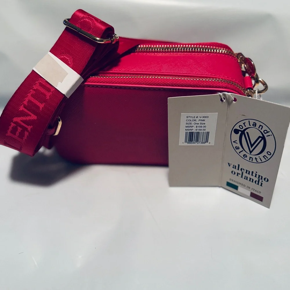 Valentino Orlandi Pink Studded V-Emblem Crossbody Bag - Picture 6 of 6
